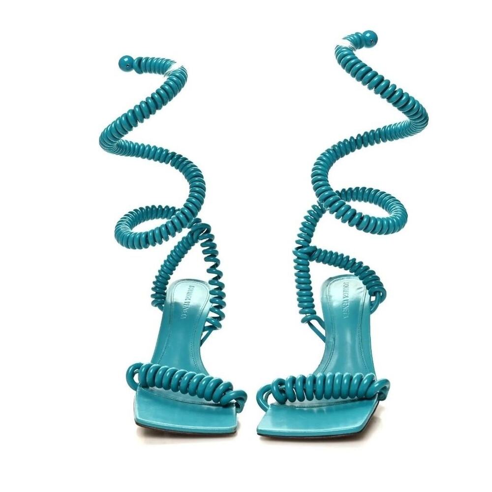 Bottega Veneta Rubber Wire Nappa Stretch Turquoise Sandals